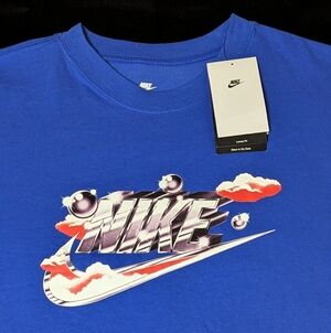 NWT Nike Sportswear "Chrome & Clouds" Graphic Tee - Blue